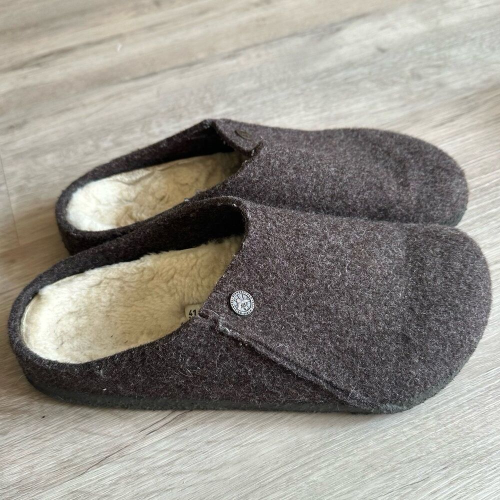 Birkenstock Zermatt Shearling Mocha Brown Wool Slipper Slides EU Size 41 - Picture 3 of 12